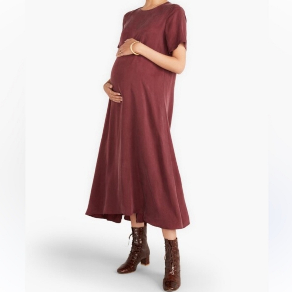 Hatch Midi Dress in Deep Burgundy